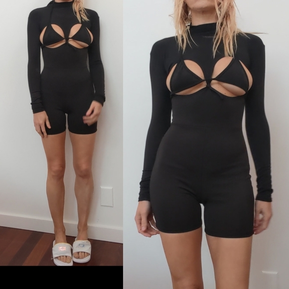 Nwot Vogue grayscale ssense cut out shortie onesie s - Picture 4 of 4